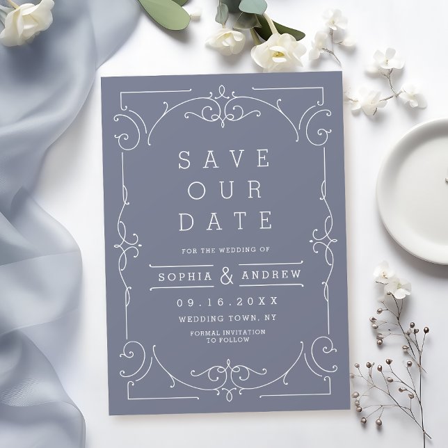 Grey elegant modern classic wedding save the date (Gray elegant modern classic wedding save the date)