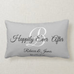 Grey Elegant Monogrammed Happily Ever After Lumbar Cushion<br><div class="desc">Grey Elegant Monogrammed Happily Ever After Lumbar pillow</div>