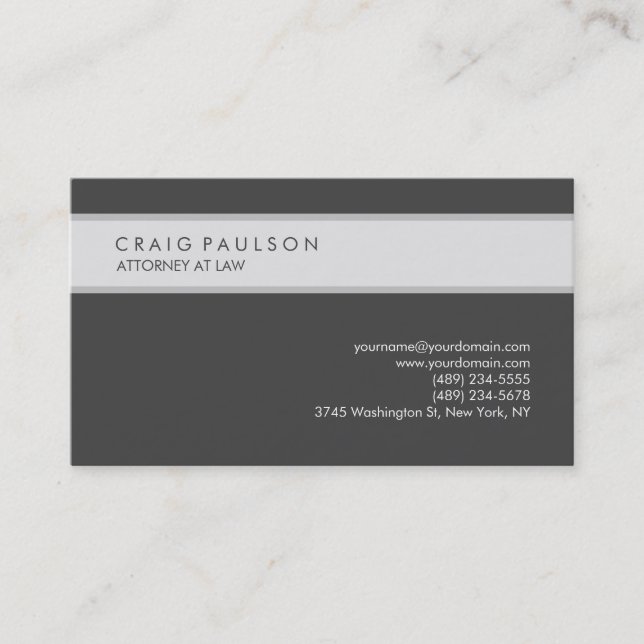 Grey Elegant Plain Professional Minimalist Modern Business Card (Front)