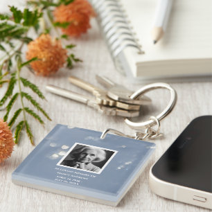 Grey Elegant Remembrance Tribute Funeral Memorial Key Ring