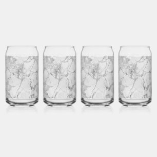 Grey Elegant Swirls Marble Texture Drinkware Style Can Glass