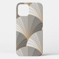 Grey elements with gold outline. seamless pattern.