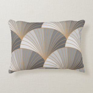 Grey elements with gold outline. seamless pattern. decorative cushion