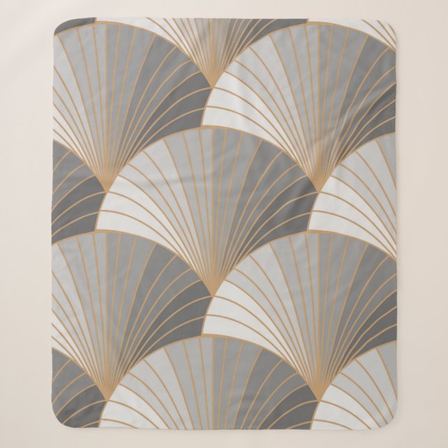 Grey elements with gold outline. seamless pattern. sherpa blanket (Front)