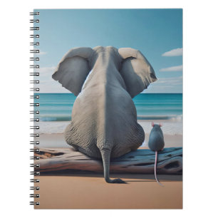Grey Elephant and Mouse On Driftwood Notebook