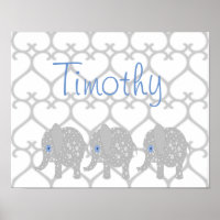 Grey Elephant Baby Nursery Art Poster