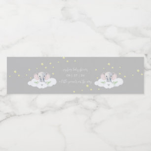 Grey Elephant Baby Shower Water Bottle Labels