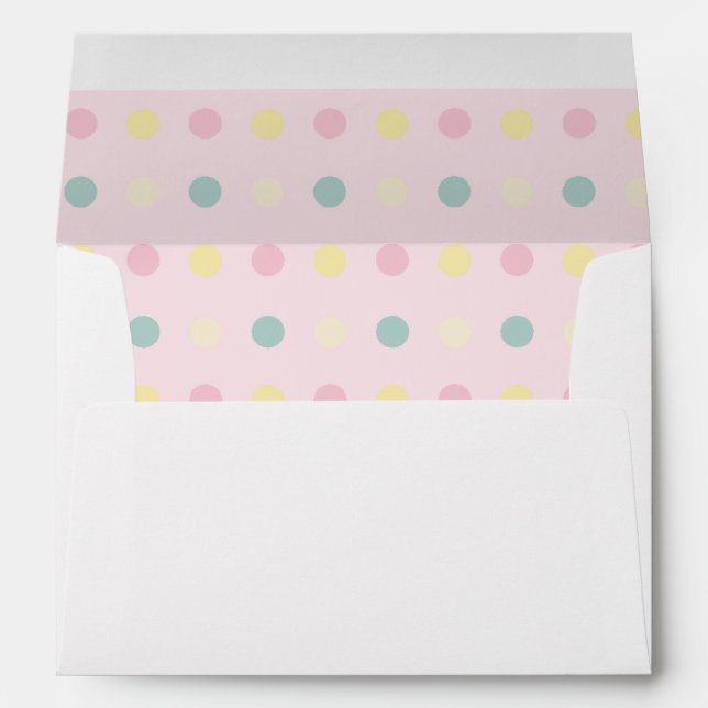Grey Elephant Balloon Pink Polka Dots Envelope (Back (Bottom))