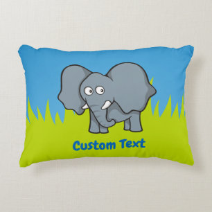 Grey elephant cartoon accent pillow