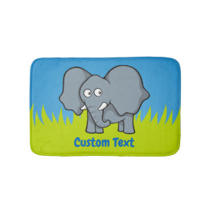 Grey elephant cartoon bathroom mat