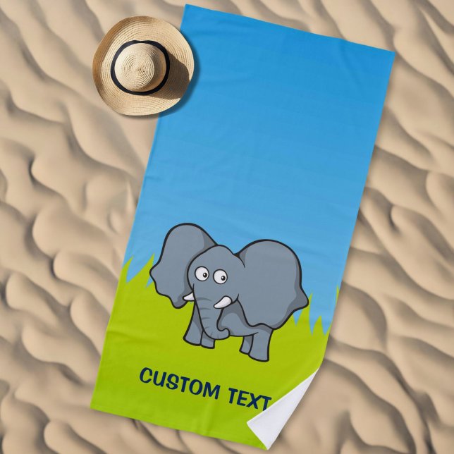 Grey elephant cartoon beach towel (Creator Uploaded)