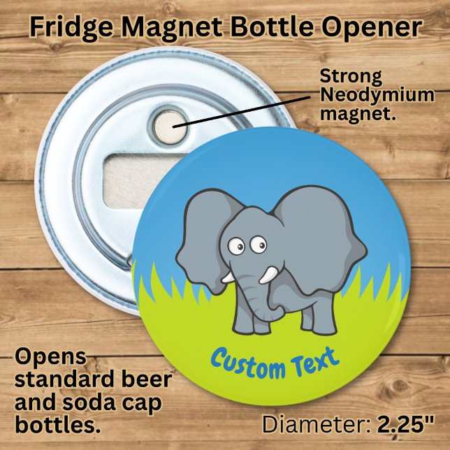 Grey elephant cartoon bottle opener (Creator Uploaded)