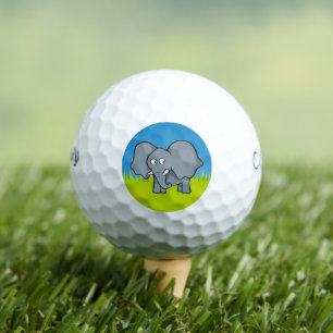 Grey elephant cartoon golf balls
