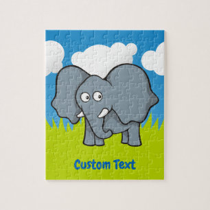 Grey elephant cartoon jigsaw puzzle