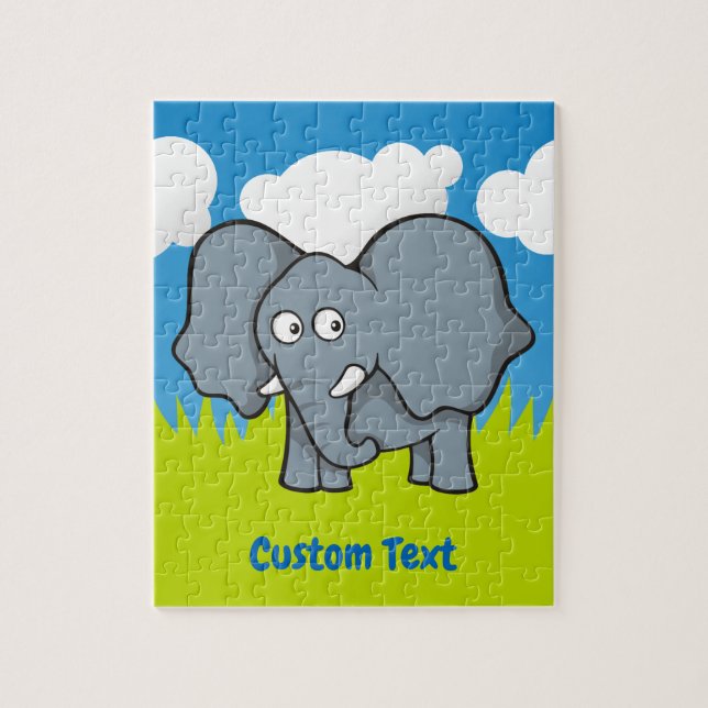 Grey elephant cartoon jigsaw puzzle (Vertical)
