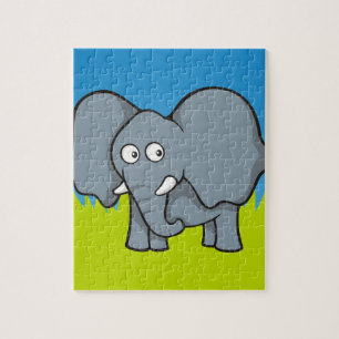 Grey elephant cartoon jigsaw puzzle