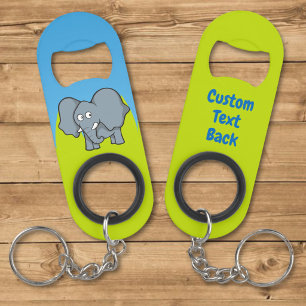 Grey elephant cartoon keychain bottle opener