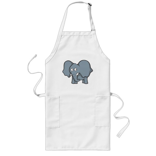 Grey elephant cartoon long apron (Front)