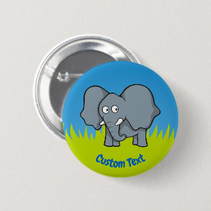 Grey elephant cartoon pinback button