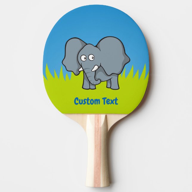 Grey elephant cartoon ping pong paddle (Front)