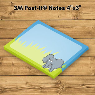 Grey elephant cartoon post-it notes