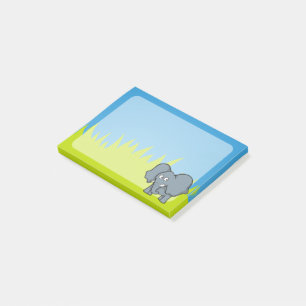 Grey elephant cartoon post-it notes
