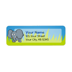 Grey elephant cartoon return address label