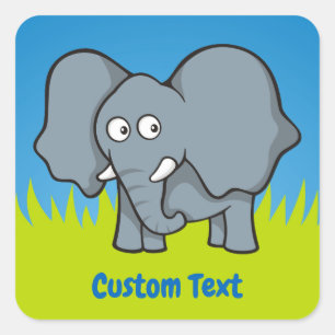 Grey elephant cartoon square sticker