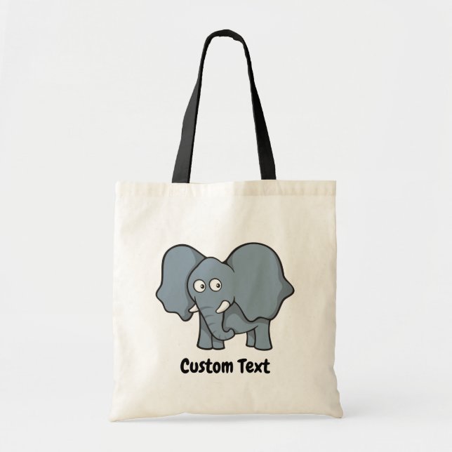 Grey elephant cartoon tote bag (Front)