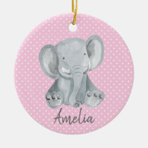 Grey Elephant Ceramic Ornament