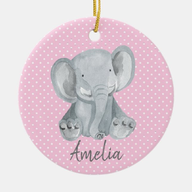 Grey Elephant Ceramic Ornament (Front)