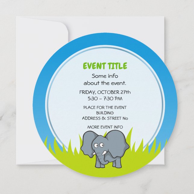 Grey Elephant Invitation (Back)