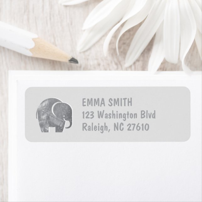 Grey Elephant Kids Mail Return Address Label (Insitu)