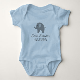 Grey elephant little brother baby romper bodysuit