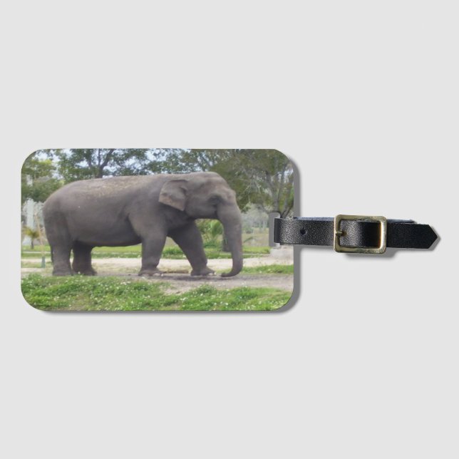 Grey Elephant Luggage Tag (Front Horizontal)