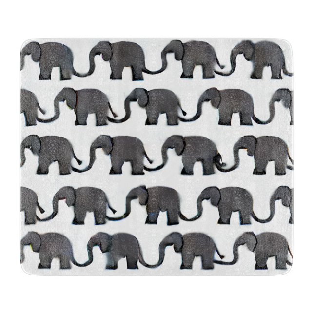 Grey Elephant Patterned  Cutting Board (Front)