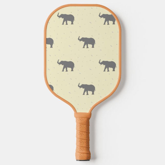 Grey elephant silhouette pattern pickleball paddle (Front)