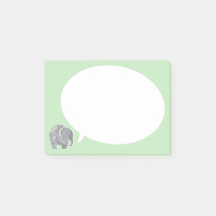 Grey Elephant with Speech Bubble on Grass Green Post-it Notes