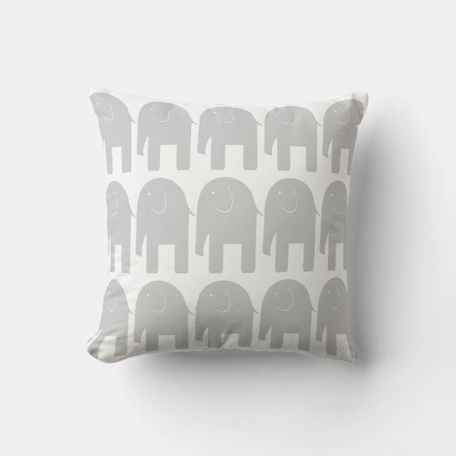 Grey Elephants Cushion (Front)