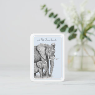 Grey Elephants Personalised Flat Note Card