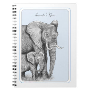Grey Elephants Personalised Notebook
