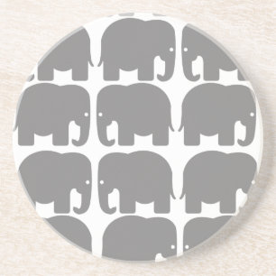Grey Elephants Silhouette Coaster