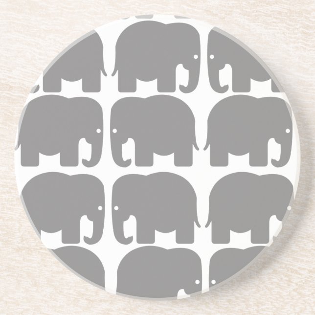 Grey Elephants Silhouette Coaster (Front)