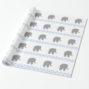 Grey Elephants with a Border of Stars Wrapping Paper
