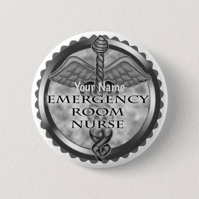 Grey ER Nurse 6 Cm Round Badge (Front)