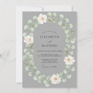 Grey Ethereal Blossom Wedding Invitation