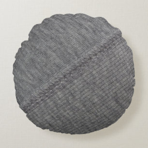 Grey fabric: abstract stitched texture. round cushion