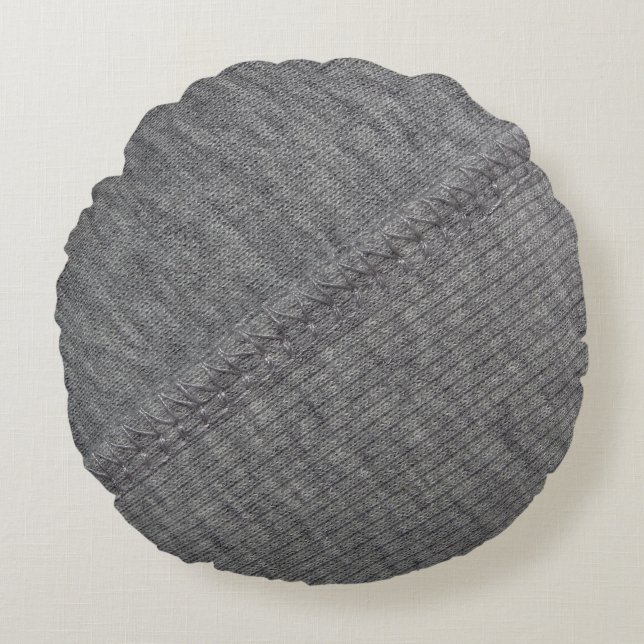 Grey fabric: abstract stitched texture. round cushion (Front)