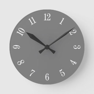 Grey Face Large White Numbers Wall Clock