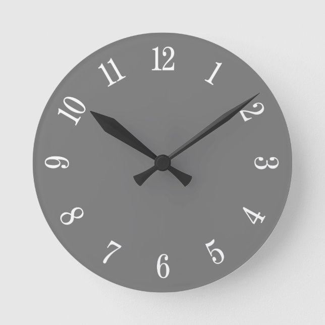 Grey Face Large White Numbers Wall Clock (Front)